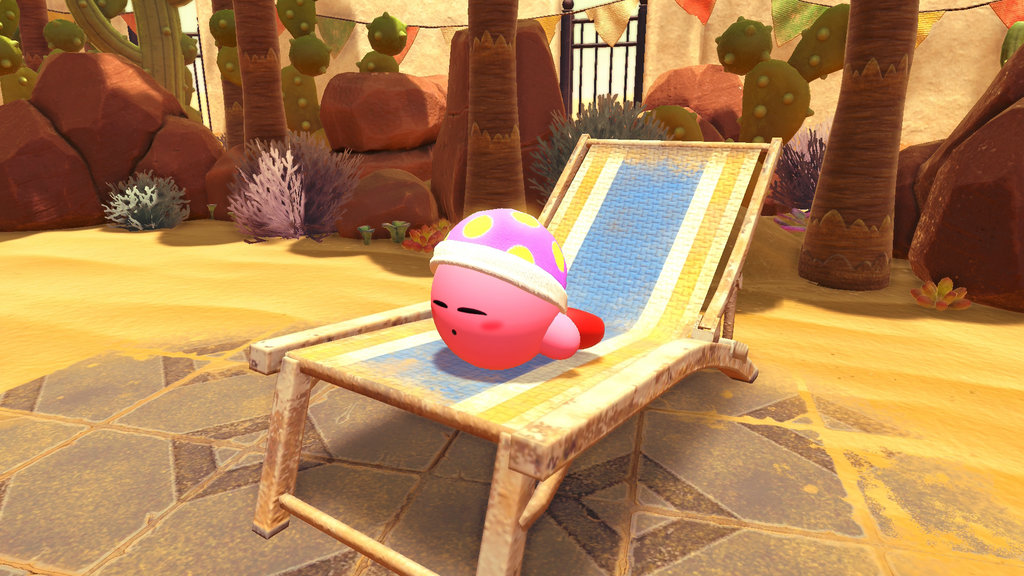 Kirby-sleeping-on-a-deck-chair