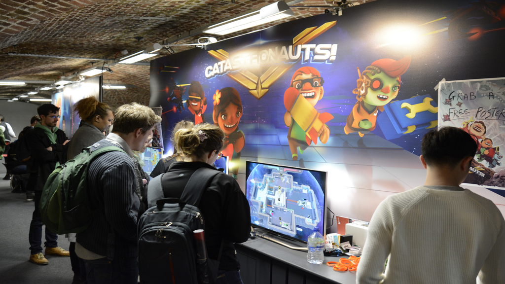 Attendees at the Catastronauts EGX Rezzed 2018 booth - Pass the Controller