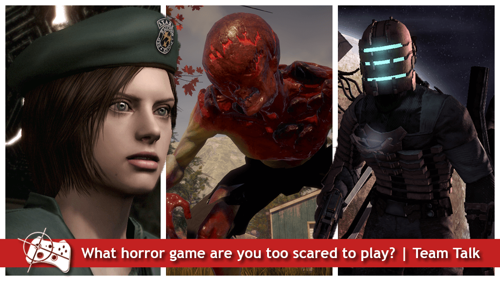 What horror game are you too scared to play? - Team Talk. Three characters from Resident Evil, State of Decay 2 and Dead Space