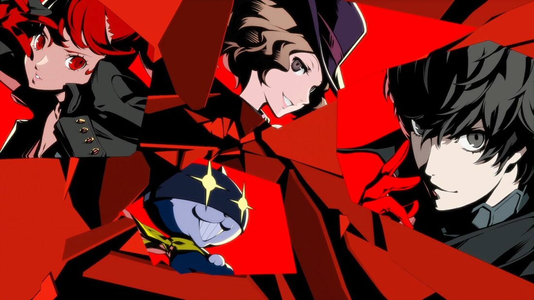 Persona 5 red and four characters