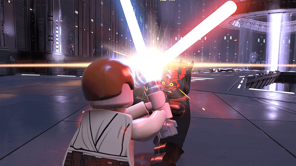 Obi-Wan and Darth Maul with lightsabers