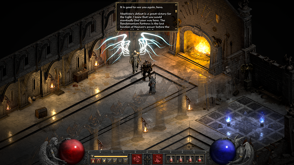 Dialogue in a dungeon of Diablo 2: Resurrected