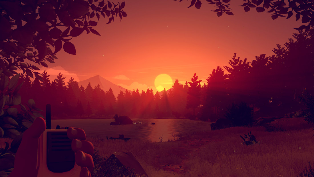 A sunset in Firewatch