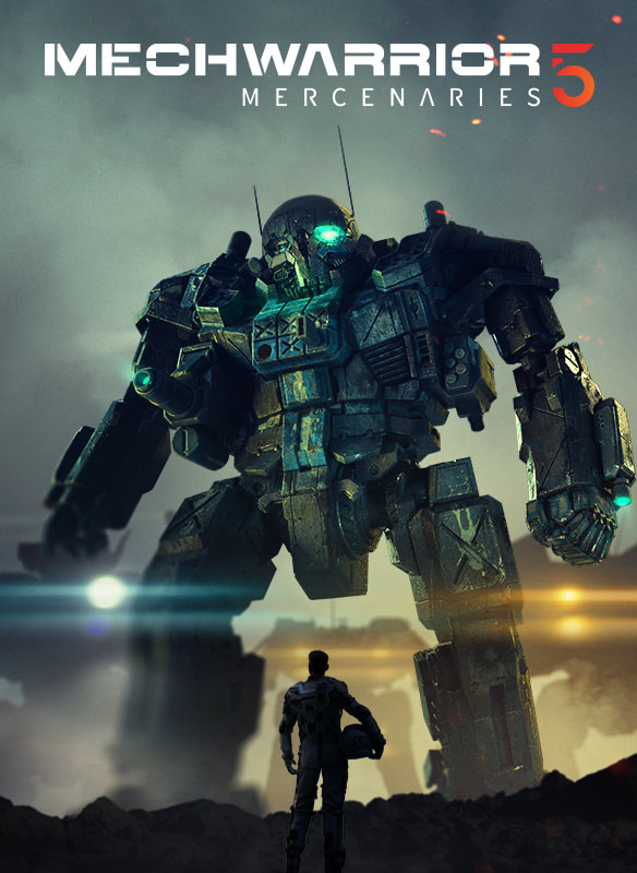 MechWarrior 5 cover art with large mech and small man