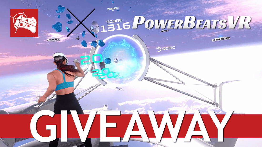 PowerBeatsVR Giveaway - woman in a VR headset and gym gear