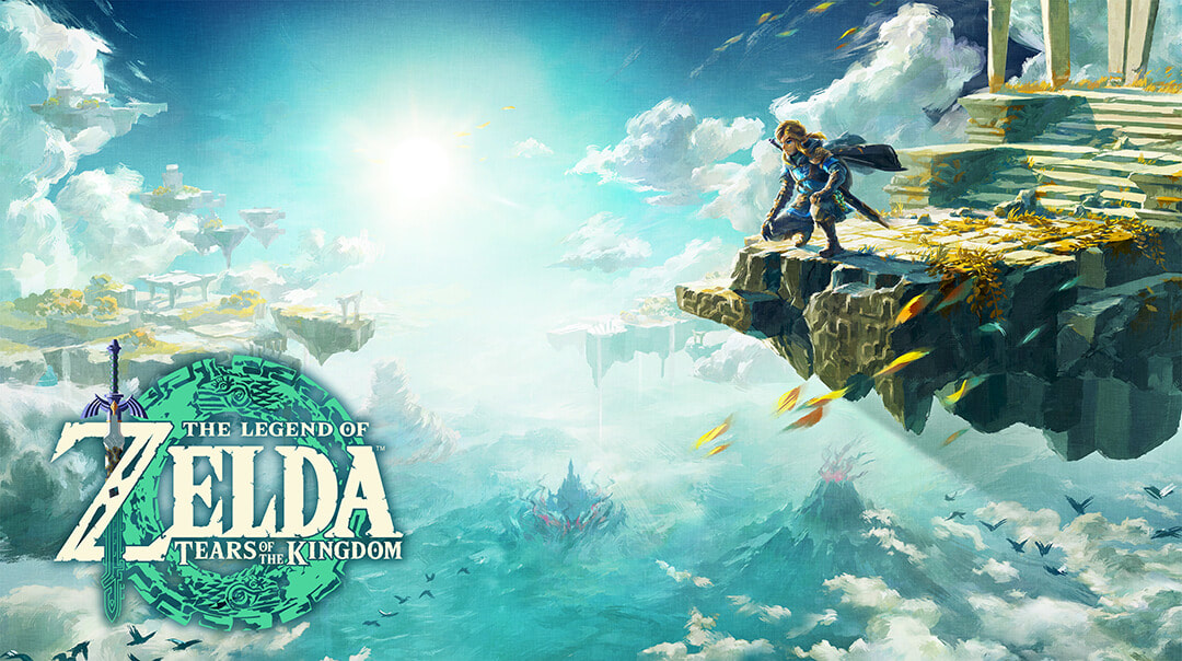 The Legend of Zelda Tears of the Kingdom - link crouched on a ledge